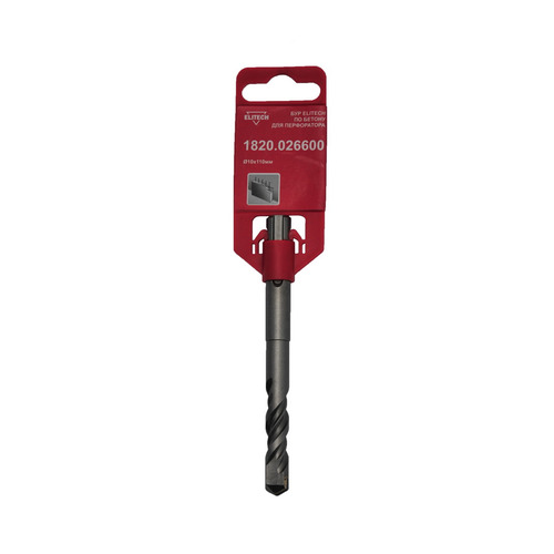 

Бур Elitech 1820.026600, по бетону, 10мм, SDS-PLUS, 1шт, 1820.026600