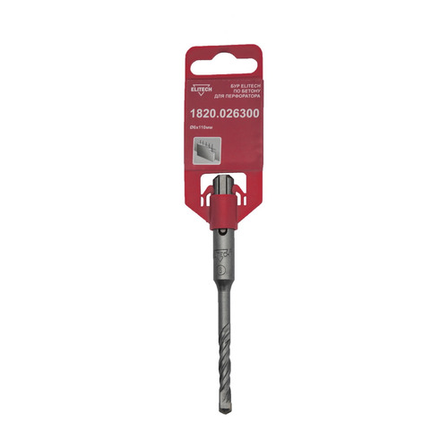 

Бур Elitech 1820.026300, по бетону, 6мм, SDS-PLUS, 1шт, 1820.026300