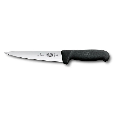 

Нож кухонный Victorinox Fibrox, обвалочный, 200мм, заточка прямая, стальной, черный [5.5603.20], Fibrox