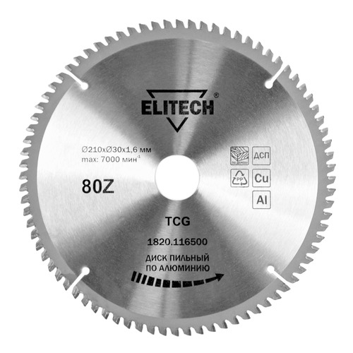 фото Пильный диск elitech 1820.116500, по алюминию, 230мм, 30мм, 1шт