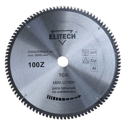 фото Пильный диск elitech 1820.117000, по алюминию, 305мм, 30мм, 1шт