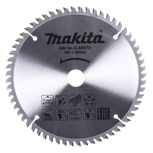 фото Пильный диск makita d-65573, по алюминию, дереву, пластику, 165мм, 20мм, 1шт