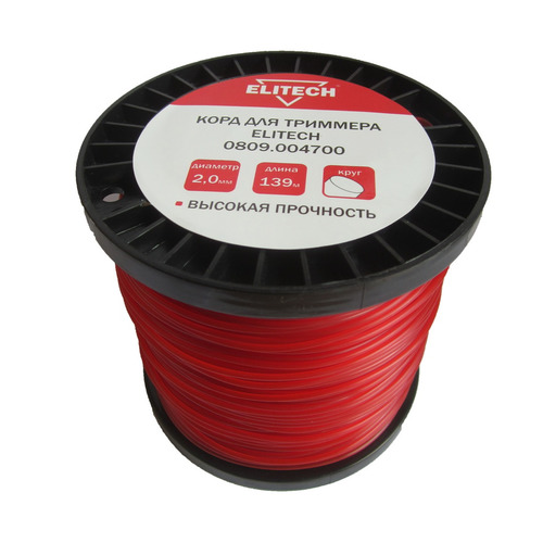 

Леска для садовых триммеров Elitech 0809.004700, 2мм, 139м, 0809.004700