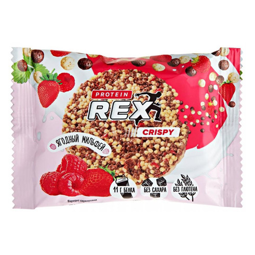 фото Печенье protein rex crispy, 12х55гр, ягодный милфей [00-00004235]