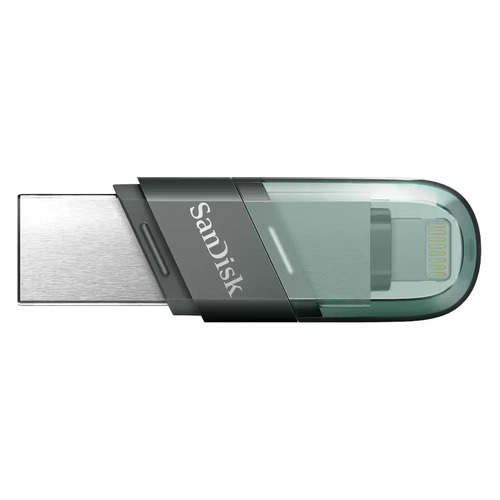 

Флешка USB Sandisk iXpand Flip 32ГБ, USB3.1, зеленый и серебристый [sdix90n-032g-gn6nn], Flip