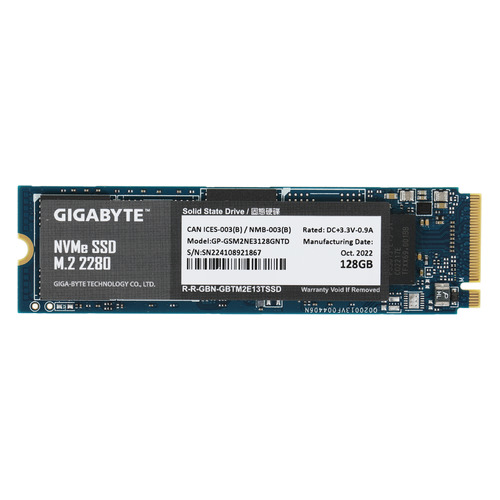 

SSD накопитель GIGABYTE NVMe GP-GSM2NE3128GNTD 128ГБ, M.2 2280, PCI-E 3.0, NVMe, GP-GSM2NE3128GNTD