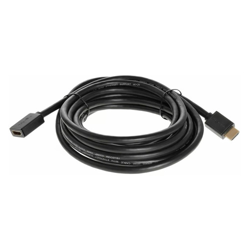 фото Кабель-удлинитель аудио-видео telecom, hdmi (m) - hdmi (f) , ver 2.0, 5м, gold, черный [tcg235mf-5m] noname