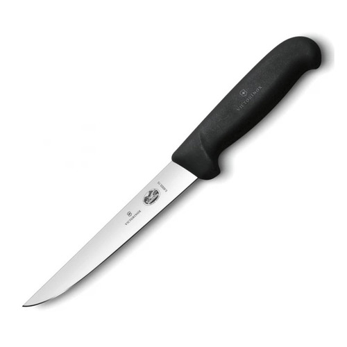 

Нож кухонный Victorinox Fibrox, обвалочный, 150мм, заточка прямая, стальной, черный [5.6003.15], Fibrox
