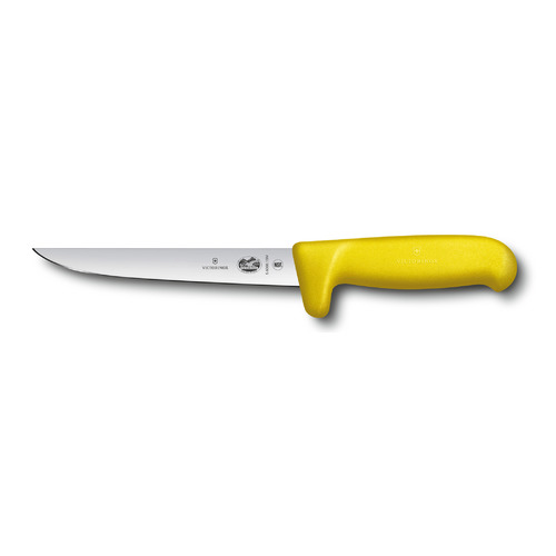 

Нож кухонный Victorinox Fibrox, обвалочный, 150мм, заточка прямая, стальной, желтый [5.6008.15m], Fibrox
