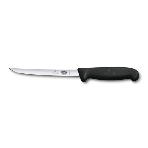 

Нож кухонный Victorinox Fibrox, обвалочный, 150мм, заточка прямая, стальной, черный [5.6203.15], Fibrox
