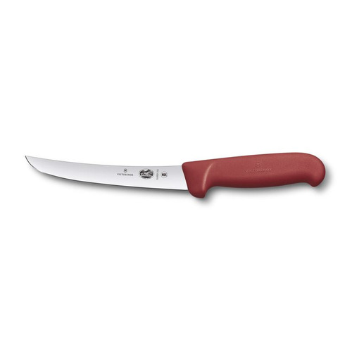 

Нож кухонный Victorinox Fibrox, обвалочный, 150мм, заточка прямая, стальной, красный [5.6501.15], Fibrox