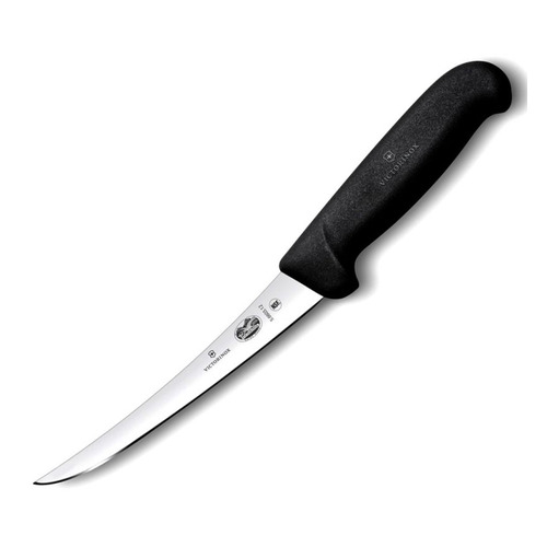 

Нож кухонный Victorinox Fibrox, разделочный, для мяса, 120мм, заточка прямая, стальной, черный [5.6603.12], Fibrox