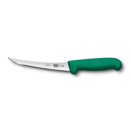 

Нож кухонный Victorinox Fibrox, разделочный, для мяса, 150мм, заточка прямая, стальной, зеленый [5.6604.15], Fibrox