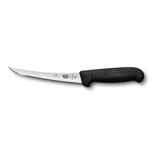 

Нож кухонный Victorinox Fibrox, разделочный, 150мм, заточка прямая, стальной, черный [5.6613.15], Fibrox