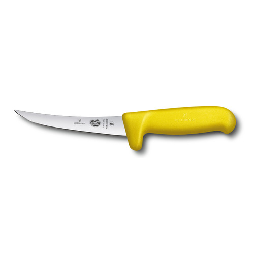 

Нож кухонный Victorinox Fibrox, разделочный, 120мм, заточка прямая, стальной, желтый [5.6618.12m], Fibrox