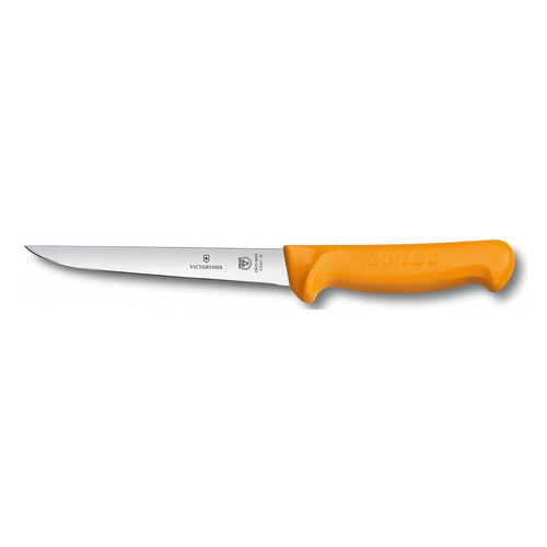 

Нож кухонный Victorinox Swibo, обвалочный, для мяса, 180мм, заточка прямая, стальной, желтый [5.8401.18], Swibo