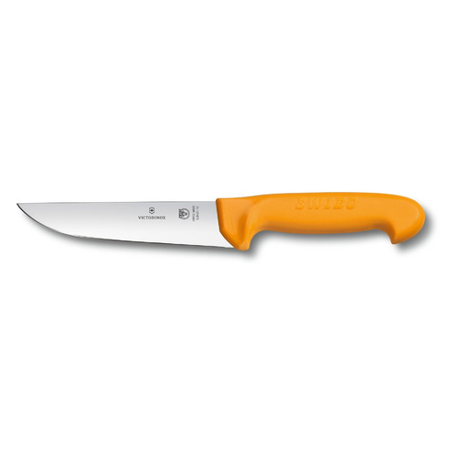 

Нож кухонный Victorinox Swibo, разделочный, для мяса, 180мм, заточка прямая, стальной, желтый [5.8421.18], Swibo
