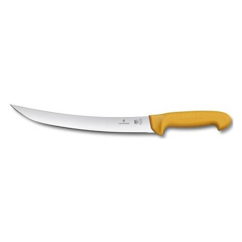 

Нож кухонный Victorinox Swibo, разделочный, для мяса, 220мм, заточка прямая, стальной, желтый [5.8435.22], Swibo