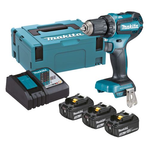 фото Дрель-шуруповерт makita ddf485rf3j 3ач, с тремя аккумуляторами