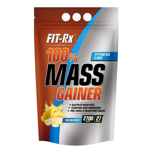 

Гейнер FIT-RX 100% Mass Gainer, порошок, 2.7кг, банан [01089], 100% Mass Gainer