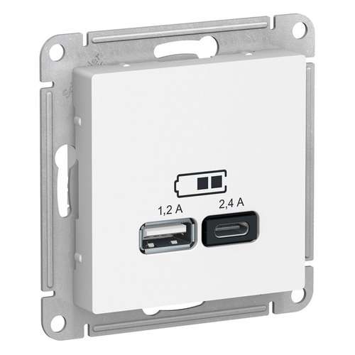 фото Розетка usb schneider electric atlasdesign atn000139 скрыт. ip20 белый (упак.:1шт)