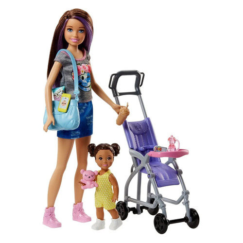 

Игровой набор Barbie Няня Скиппер 2 Прогулка в коляске, 23см [fjb00], Прогулка в коляске