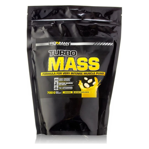 

Гейнер IRONMAN Turbo Mass, порошок, 700гр, банан, Turbo Mass