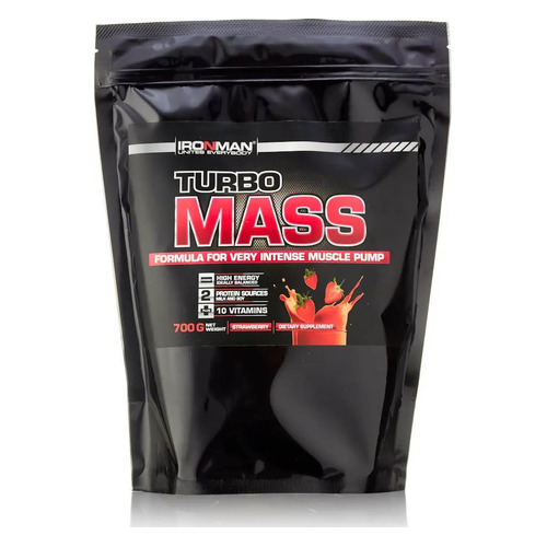 

Гейнер IRONMAN Turbo Mass, порошок, 700гр, Земляника, Turbo Mass