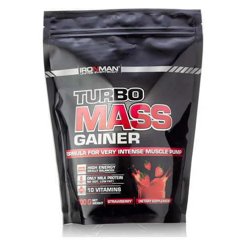 

Гейнер IRONMAN Turbo Mass, порошок, 700гр, Земляника, Turbo Mass