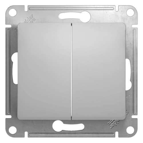 фото Выключатель schneider electric glossa gsl000351 скрыт. 2кл. кнопоч.нажим. ip20 алюминий (упак.:1шт)