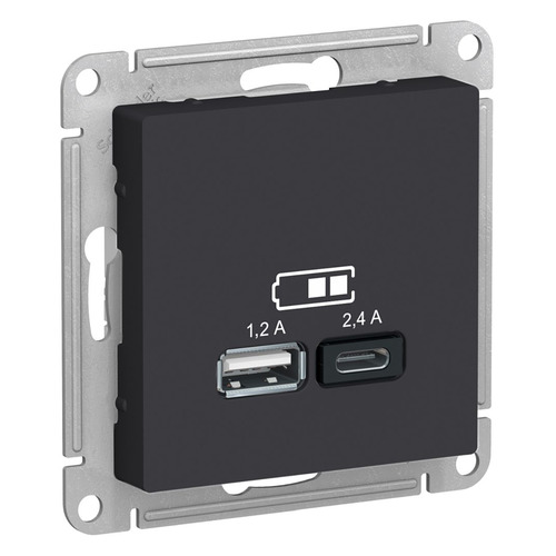 фото Розетка usb schneider electric atlasdesign atn001039 двойн. скрыт. ip20 карбон