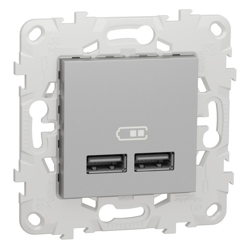 фото Розетка usb schneider electric unica new nu541830 двойн. скрыт. ip20 алюминий