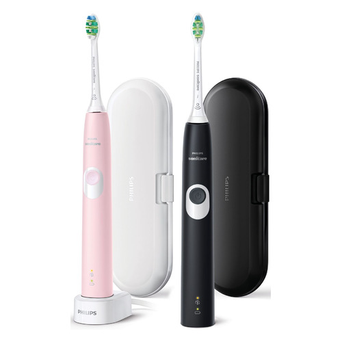 фото Набор электрических зубных щеток philips sonicare protectiveclean hx6800/35, цвет: черный и розовый