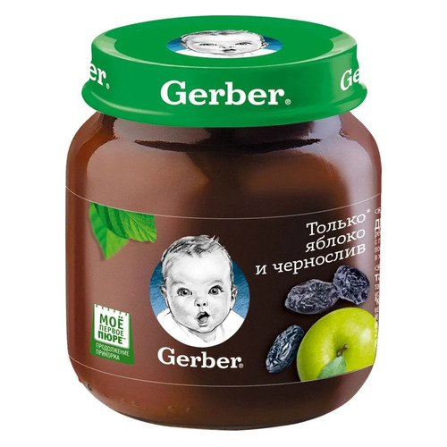 

Пюре GERBER фруктовое, Только яблоко и чернослив, с 5 месяцев, 130 г [12101691], Только яблоко и чернослив