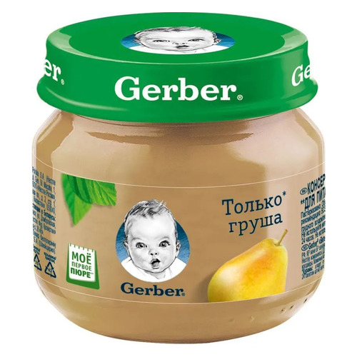 

Пюре GERBER фруктовое, Только груша, с 4 месяцев, 80 г [12101639], Только груша