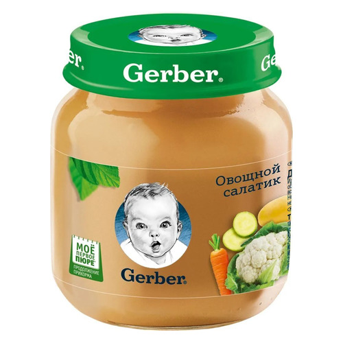 

Пюре GERBER овощное, Овощной салатик, с 4 месяцев, 130 г [12223679], Овощной салатик