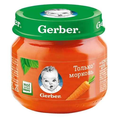 

Пюре GERBER овощное, Только морковь, с 4 месяцев, 80 г [12101674], Только морковь