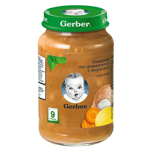 

Пюре GERBER мясное, Говядина по-домашнему с морковью, с 9 месяцев, 190 г [12366346], Говядина по-домашнему с морковью