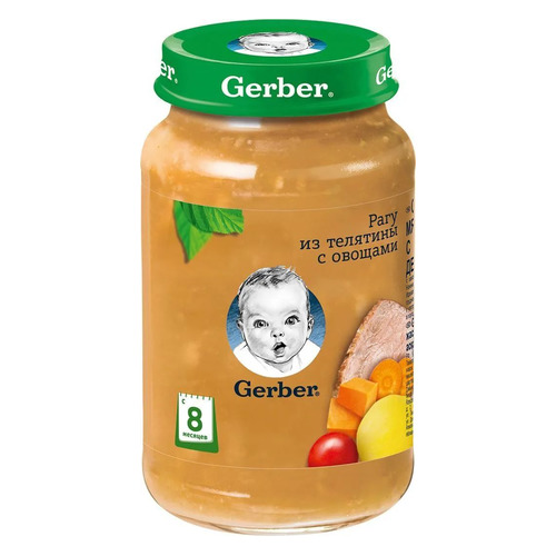

Пюре GERBER мясное, Рагу из телятины с овощами, с 8 месяцев, 190 г [12231911], Рагу из телятины с овощами