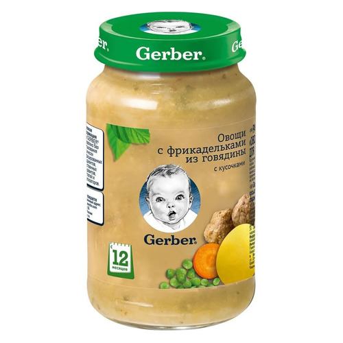 

Пюре GERBER мясное, Овощи с фрикадельками из говядины, с 12 месяцев, 190 г [12366330], Овощи с фрикадельками из говядины