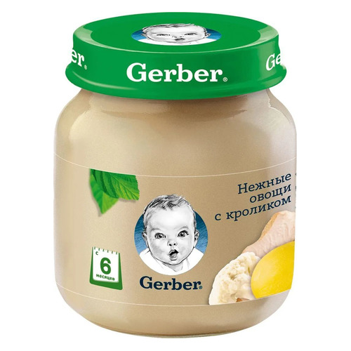 

Пюре GERBER мясное, Нежные овощи с кроликом, с 6 месяцев, 130 г [12231871], Нежные овощи с кроликом