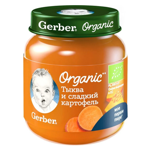 

Пюре GERBER Organic, овощное, Тыква и сладкий картофель, с 5 месяцев, 125 г [12386141], Тыква и сладкий картофель