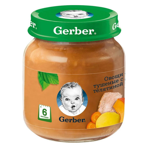 

Пюре GERBER мясное, Овощи тушеные с телятиной, с 6 месяцев, 130 г [12231872], Овощи тушеные с телятиной