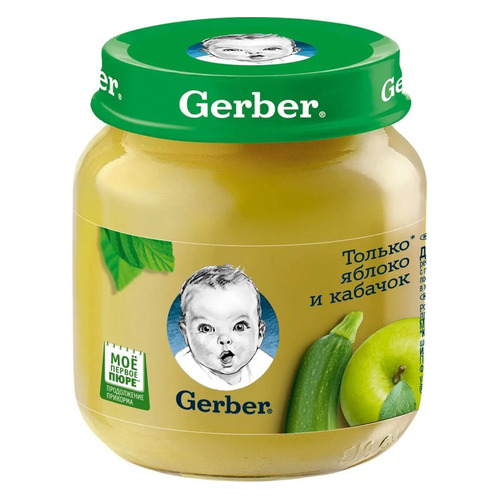 

Пюре GERBER овощное, Только яблоко и кабачок, с 5 месяцев, 130 г [12223609], Только яблоко и кабачок