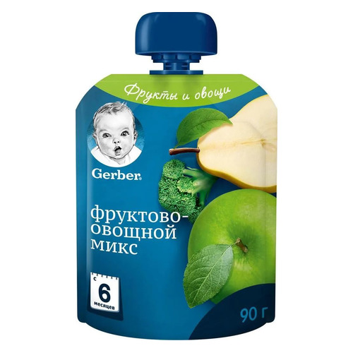 

Пюре GERBER фруктово-овощное, Фруктово-овощной микс, с 6 месяцев, 90 г [12310453], Фруктово-овощной микс