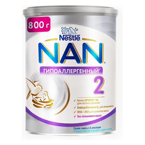 

Молочная смесь NAN Optipro Гипоаллергенный, 2 ступень, для профилактики аллергии, с 6 месяцев, 800 г [12428576], Гипоаллергенный