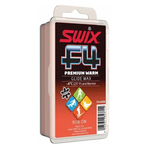 

Мазь Swix F4-60W Premium Warm скольжен. для лыж/сноуб. темп.:-4 и теплее тверд. 60гр красный (F4-60W, F4-60W Premium Warm