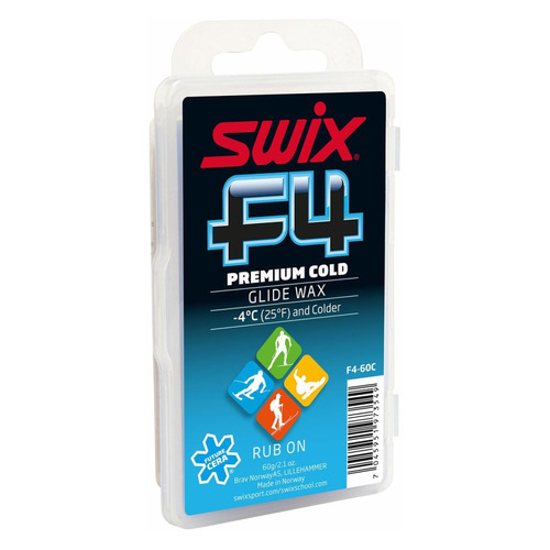 

Мазь Swix F4-60C Premium Cold скольжен. для лыж/сноуб. темп.:-4 и холоднее тверд. 60гр синий (F4-60C, F4-60C Premium Cold