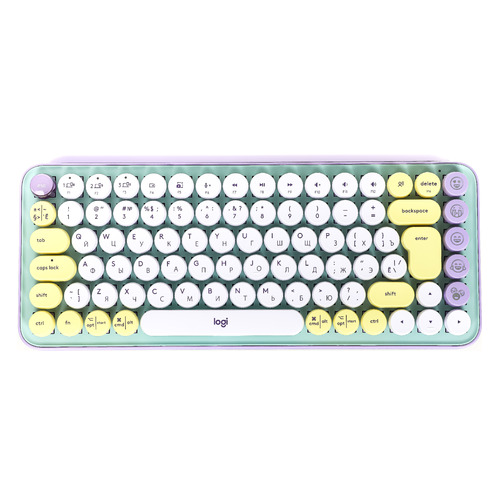 

Клавиатура Logitech POP Keys, USB, Bluetooth/Радиоканал, зеленый сиреневый [920-010717], Зеленый и белый, POP Keys