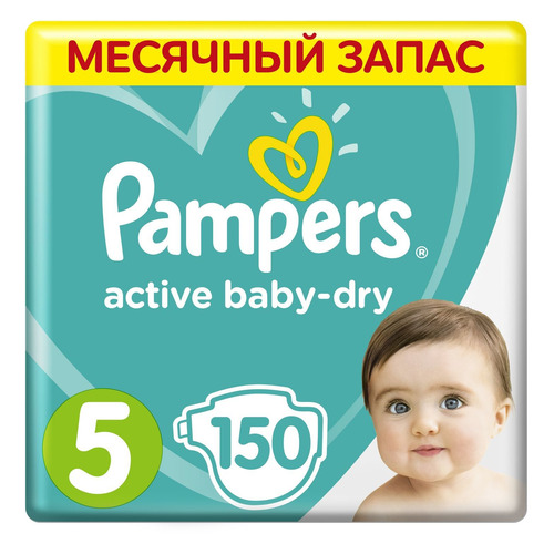 

Pampers подгузники Active Baby-Dry Junior, 11-16 кг, 5 размер, 150 шт., Junior